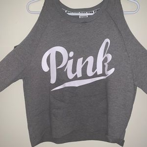 PINK cut off shoulder top